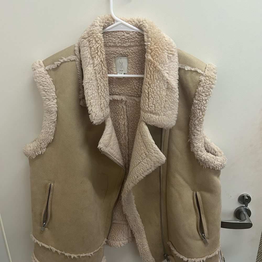 Joie Beige Shearling Vest